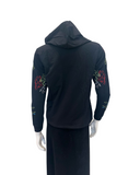 The Star Story 10-874 Flowers Embroidered Black Cotton Teen Hoodie Myselflingerie.com