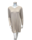Jackie O'Loungewear NS-L/S-ECR Ecru Ribbed V Neck Lace Long Sleeves Modal Nightshirt Myselflingerie.com