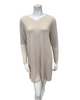 Jackie O'Loungewear NS-L/S-ECR Ecru Ribbed V Neck Lace Long Sleeves Modal Nightshirt Myselflingerie.com