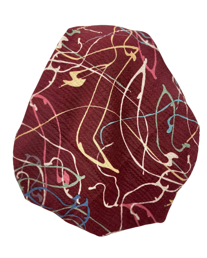 It's Younique PP-SCR-MA Maroon Scribble Print Crinkle Pre-Tied Bandanna with Velvet Grip Myselflingerie.com