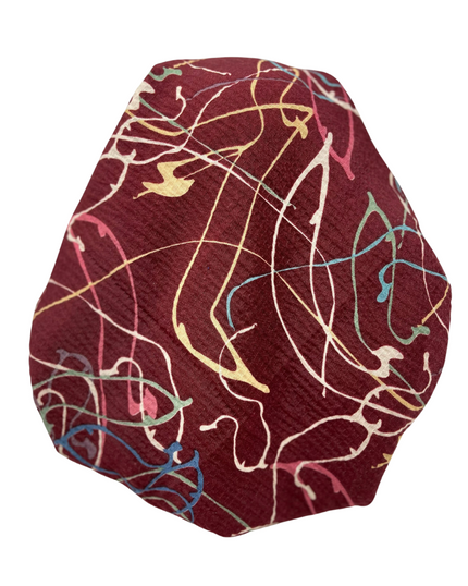 It's Younique PP-SCR-MA Maroon Scribble Print Crinkle Pre-Tied Bandanna with Velvet Grip Myselflingerie.com
