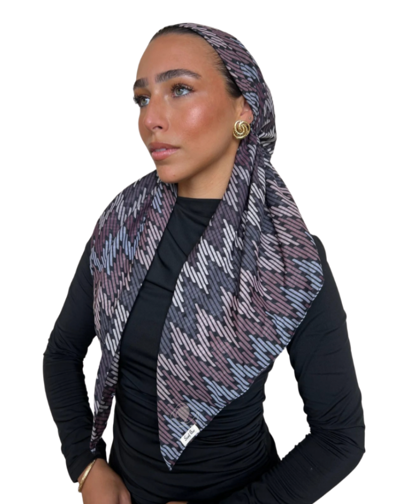 Scarf Bar Taupe Chevron Classic Pre-Tied Bandanna with Velvet Grip Myselflingerie.com