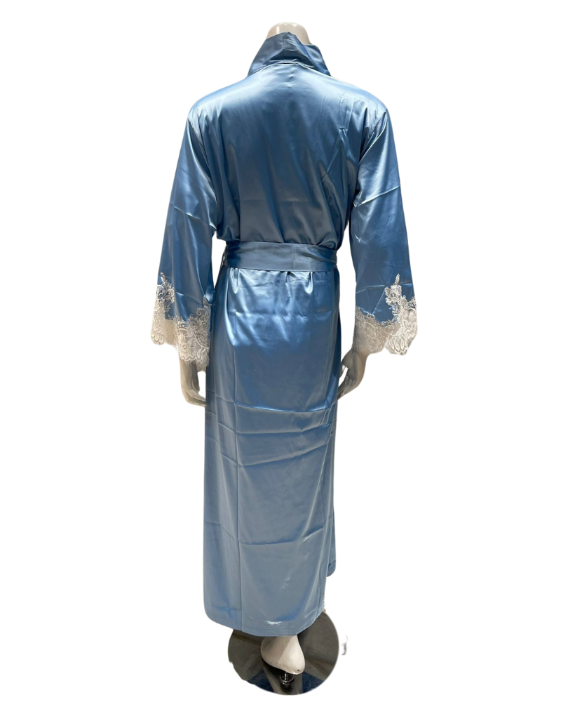 Mari M. 36217 Bleu Classic Poly Silk Robe Myselflingerie.com