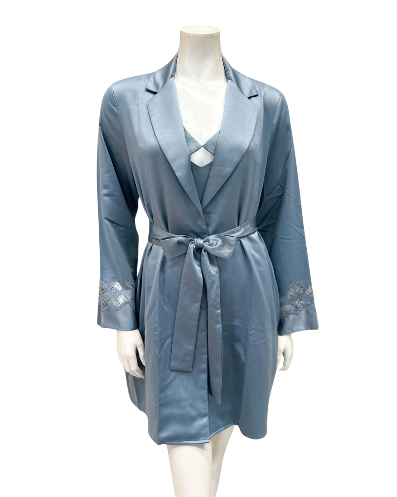 Rya Collection 877 + 878 Chateau Blue Zinnia Chemise & Robe Set Myselflingerie.com