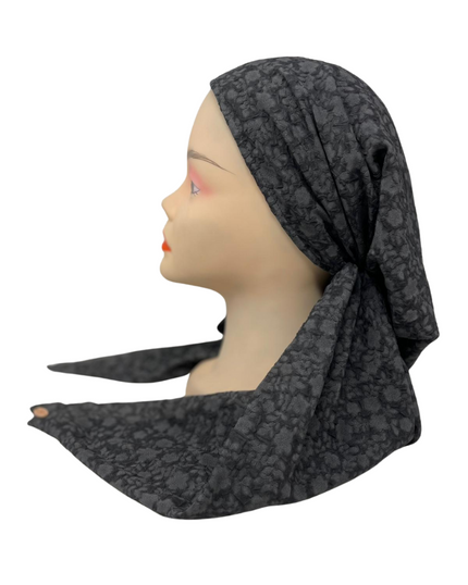 Lizi Headwear LBTT2501 Black Stonewash Pre-Tied Bandanna with Velvet Grip Myselflingerie.com