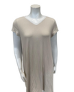 Jackie O'Loungewear NS-S/S-ECR Ecru Ribbed V Neck Short Sleeves Modal Nightshirt Myselflingerie.com