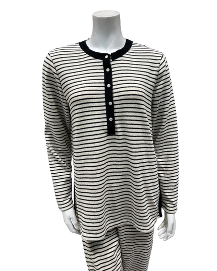 Iora Lingerie 225521 Striped Knit Blend Button Down Pajamas Set Myselflingerie.com