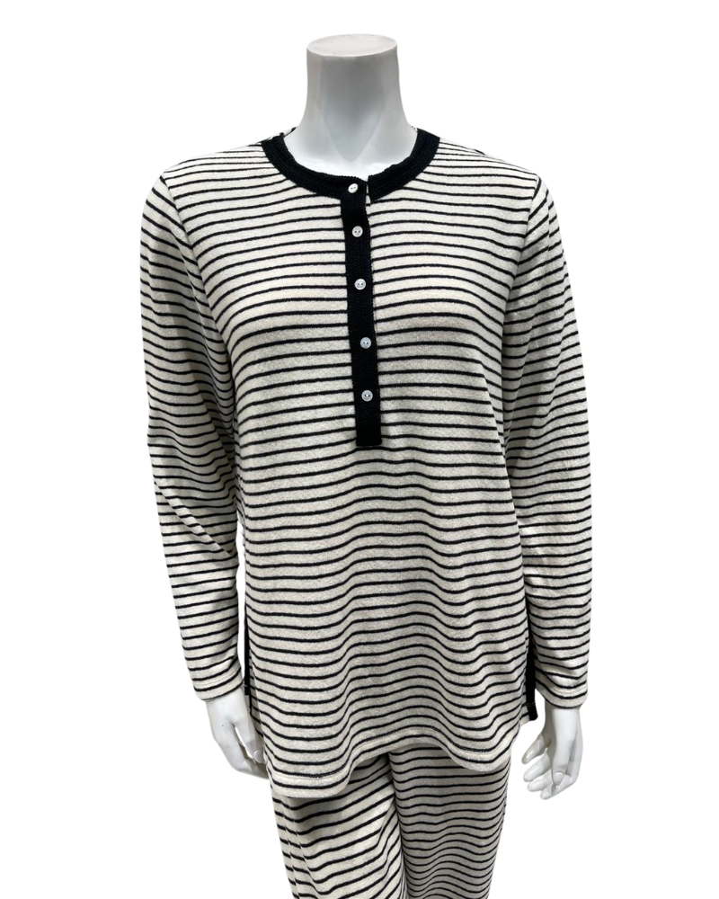 Iora Lingerie 225521 Striped Knit Blend Button Down Pajamas Set Myselflingerie.com