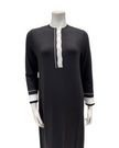 Velvet AN850BLK Black wih White Button Down Double Piping Modal Nightgown Myselflingerie.com