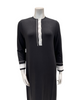 Velvet AN850BLK Black wih White Button Down Double Piping Modal Nightgown Myselflingerie.com
