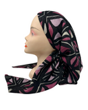 Cherie Black/Berry Geometric Metallic Lines Pre-Tied Open Back Bandanna