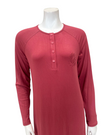 Angelice S-7142 Rosewood Logo Snaps Ribbed Modal Nightgown Myselflingerie.com