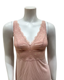 Samantha Chang SC222216-8016-VP Pink Sand Lace Vanilla Modal Chemise & Robe Set Myselflingerie.com