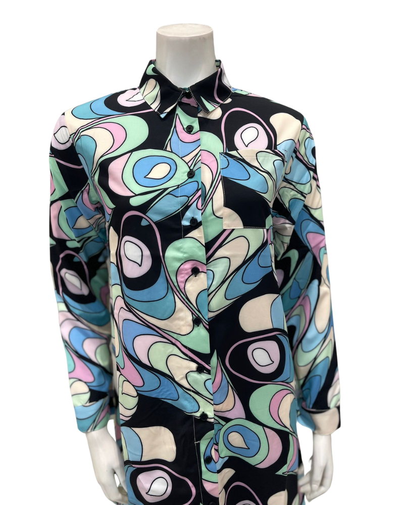 pucci shirt dress Emilio Pucci - Turquoise shirt dress in Rugiada print 1RRG561R769