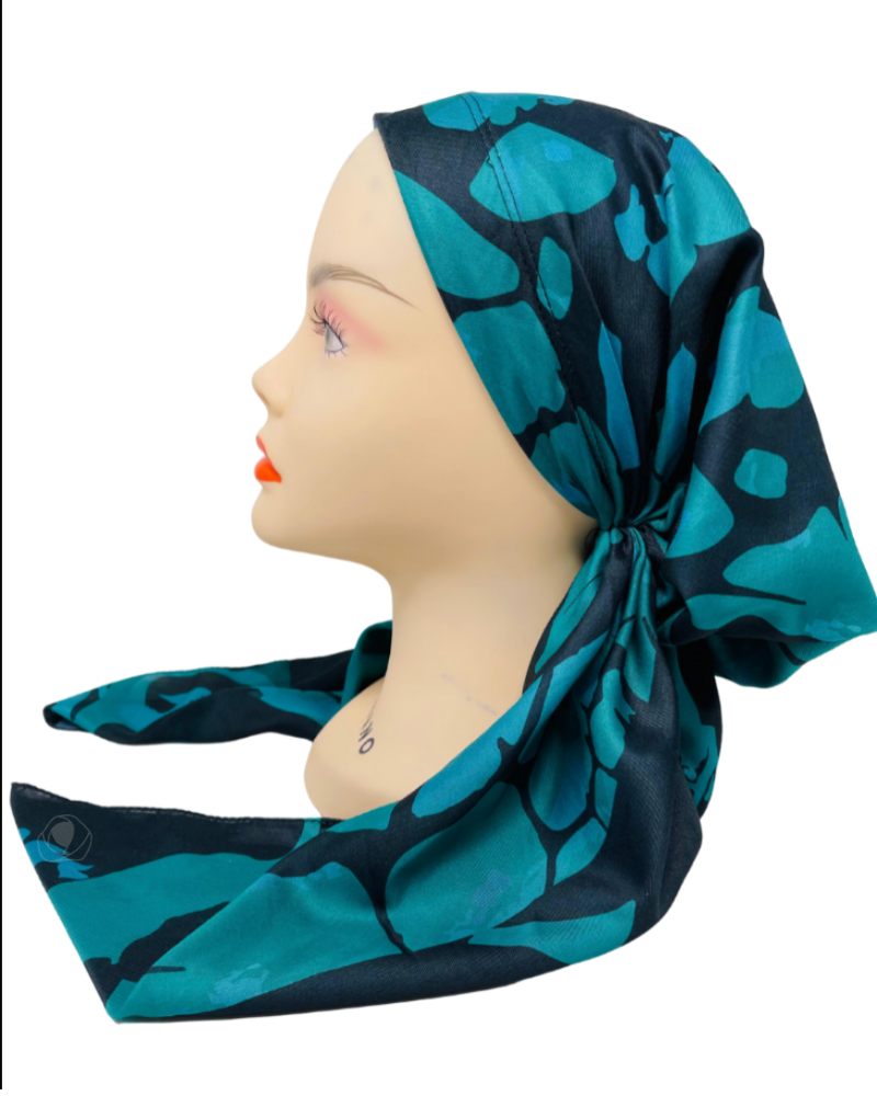 It's Younique PP-PAT-TE Teal Green Patches Pre-Tied Bandanna with Velvet Grip Myselflingerie.com