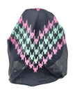 It's Younique OB-HOU-GNPK Green and Pink Houndstooth Pre-Tied Open Back Bandanna with Velvet Grip Myselflingerie.com