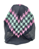 It's Younique OB-HOU-GNPK Green and Pink Houndstooth Pre-Tied Open Back Bandanna with Velvet Grip Myselflingerie.com