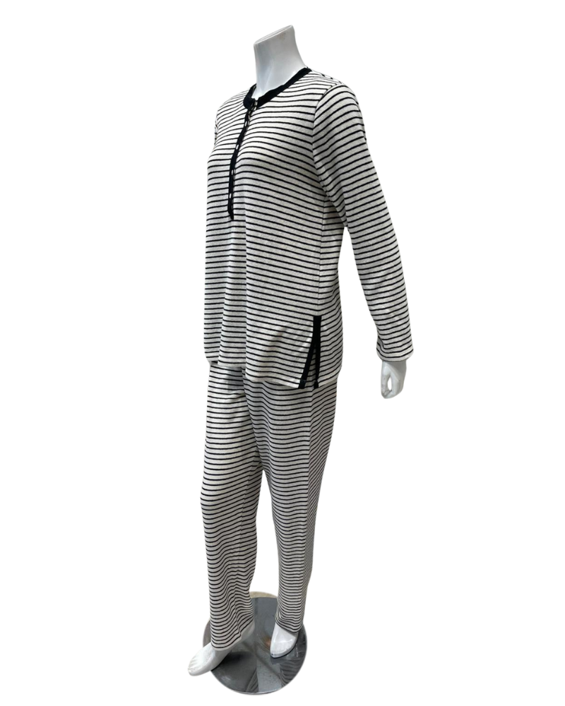 Iora Lingerie 225521 Striped Knit Blend Button Down Pajamas Set Myselflingerie.com
