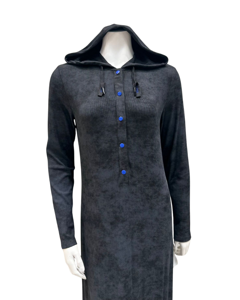 Sparrow S-7414 Grey Washed Denim Snaps Lounger Morning Robe Myselflingerie.com