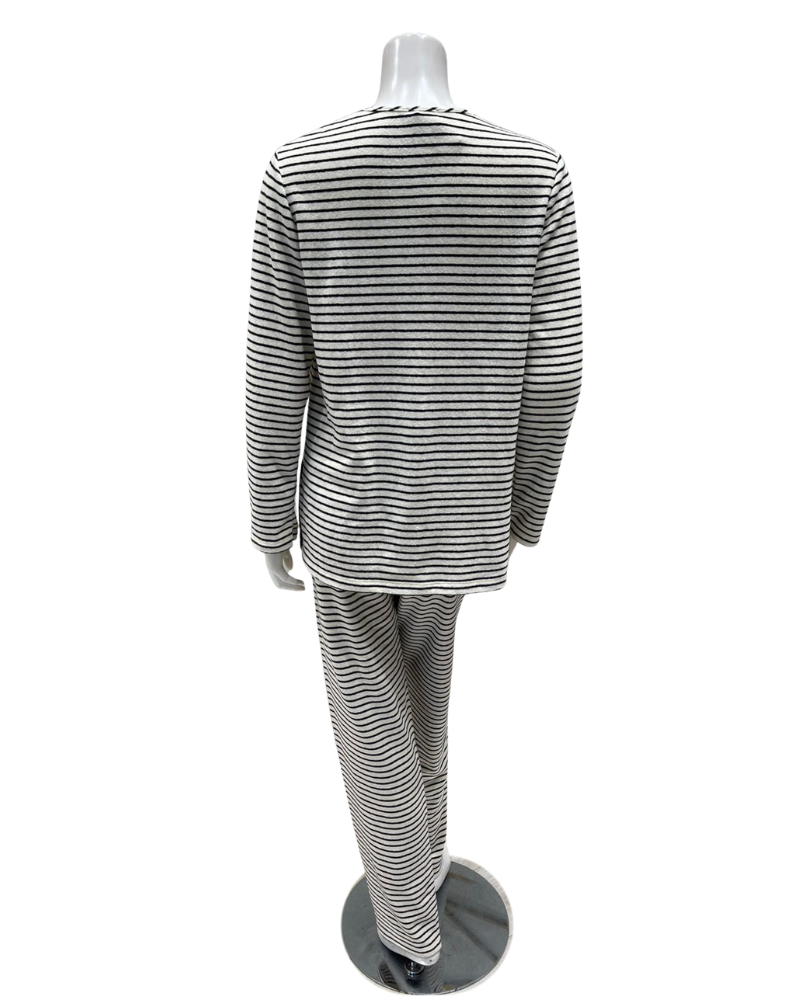 Iora Lingerie 225521 Striped Knit Blend Button Down Pajamas Set Myselflingerie.com