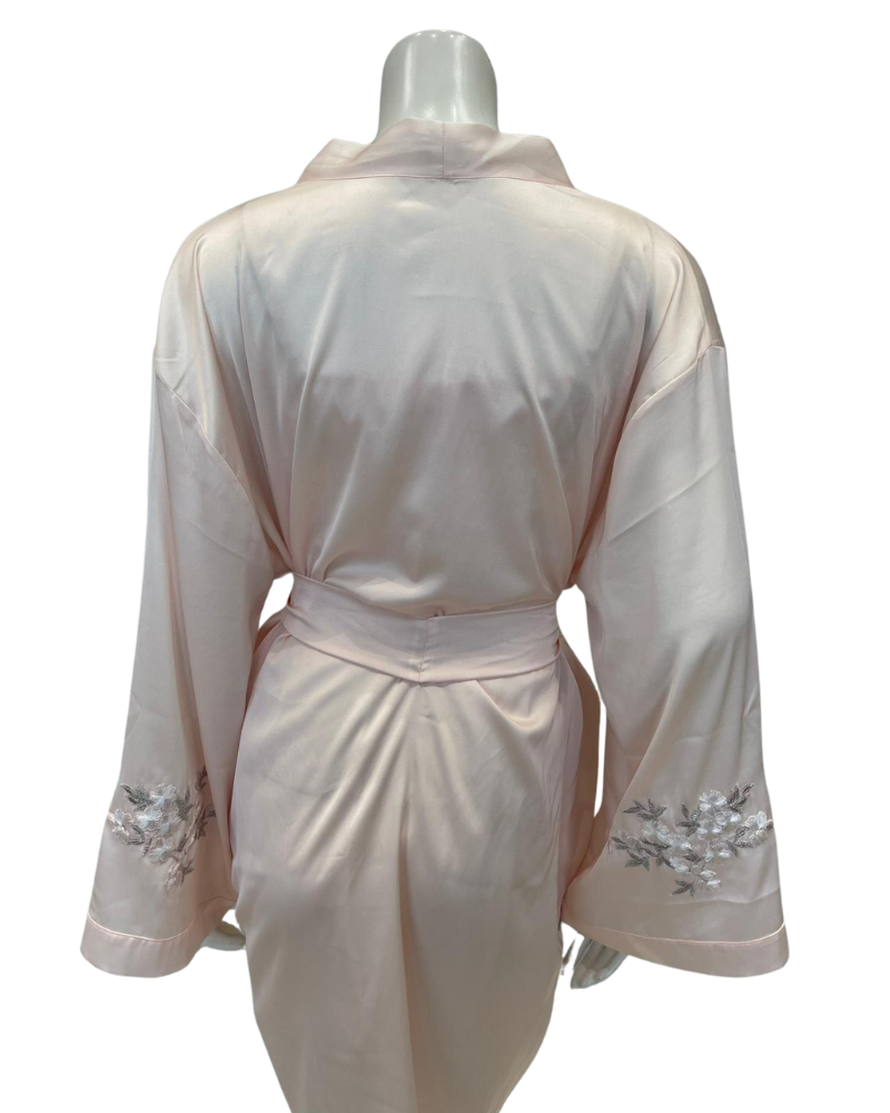 Isayes Lingerie 600193 + 180078 Light Pink Embroidered Chemise & Wrap Set Myselflingerie.com