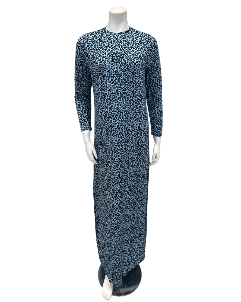 Lunderbeck N5082-24PO Azure Blue Lunderbeck Candy Leopard Pull On Modal Nightgown Myselflingerie.com