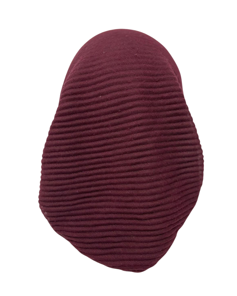 SG LN338 Burgundy Pleated Cotton Pre-Tied Bandanna with Small Full Grip Myselflingerie.com