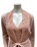 Samantha Chang SC222216-8016-VP Pink Sand Lace Vanilla Modal Chemise & Robe Set Myselflingerie.com