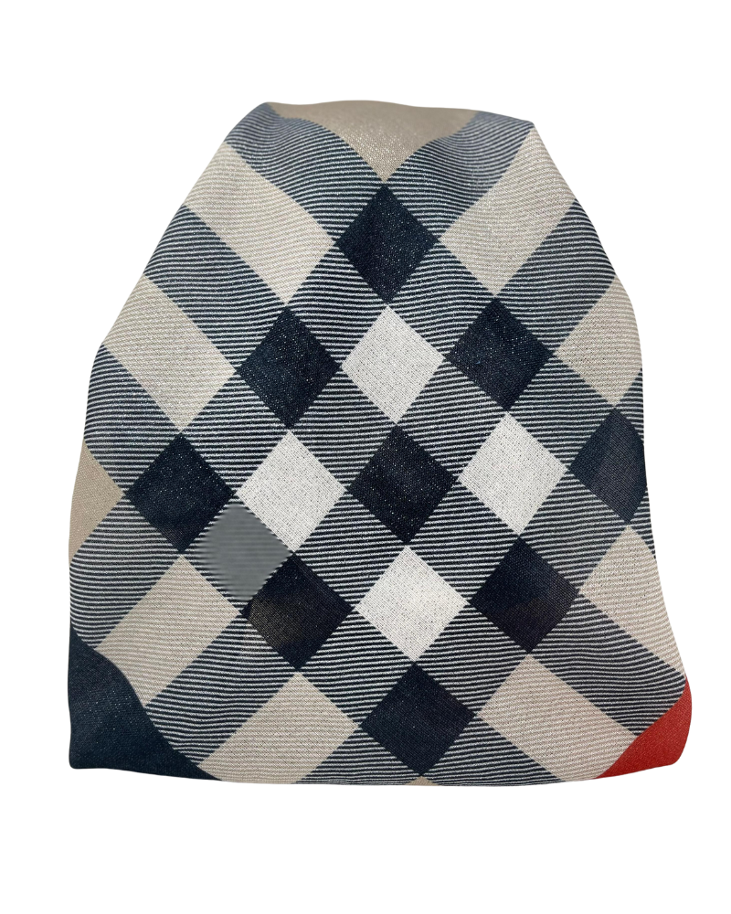 It's Younique OB-SHIM-BUR Burberry Inspired Shimmer Pre-Tied Open Back Bandanna with Velvet Grip Myselflingerie.com