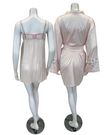 Isayes Lingerie 600193 + 180078 Light Pink Embroidered Chemise & Wrap Set Myselflingerie.com