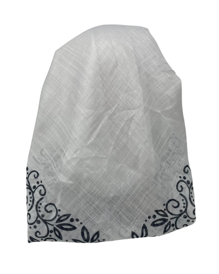 It's Younique OB-LACE-BK White with Black Lace Border Design Pre-Tied Open Back Bandanna with Velvet Grip Myselflingerie.com