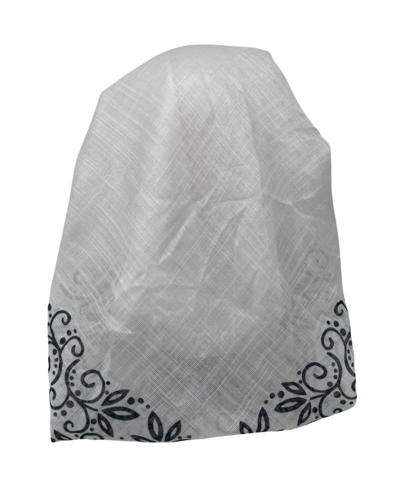 It's Younique OB-LACE-BK White with Black Lace Border Design Pre-Tied Open Back Bandanna with Velvet Grip Myselflingerie.com