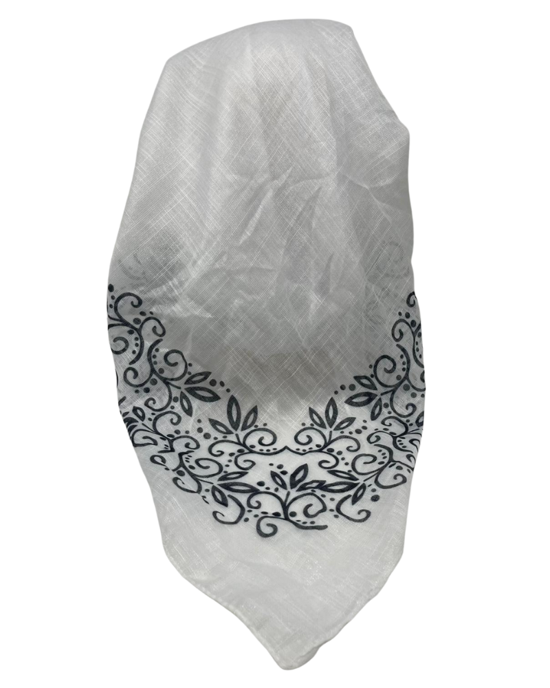 It's Younique OB-LACE-BK White with Black Lace Border Design Pre-Tied Open Back Bandanna with Velvet Grip Myselflingerie.com