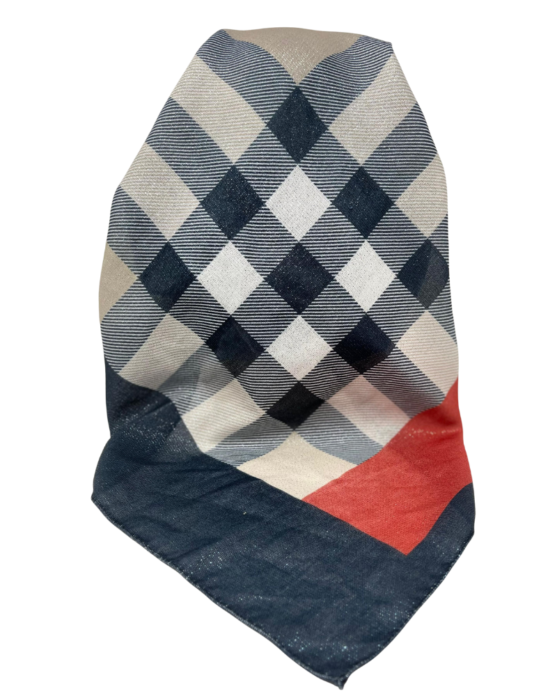 It's Younique OB-SHIM-BUR Burberry Inspired Shimmer Pre-Tied Open Back Bandanna with Velvet Grip Myselflingerie.com