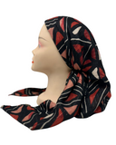 Cherie Black/Red Geometric Metallic Lines Pre-Tied Open Back Bandanna