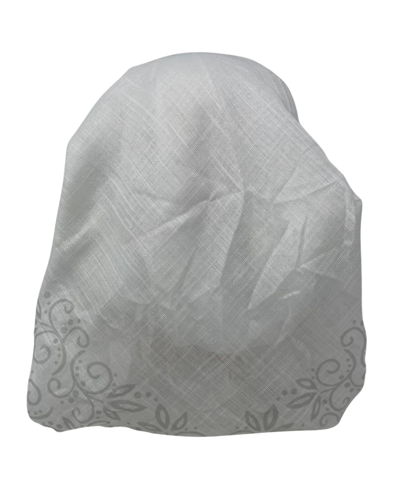 It's Younique OB-LACE-SI White with Silver Lace Border Design Pre-Tied Open Back Bandanna with Velvet Grip Myselflingerie.com
