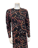 Nico Italy AL1803 Black Chains Print Cotton Nursing Nightgown Myselflingerie.com