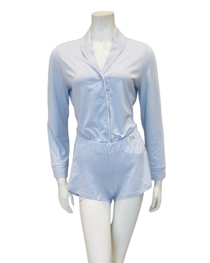 Cosabella PIMAL9563 Mattina/White Pima Lusso Cotton Blend Long Sleeve Shorts Pajamas Set Myselflingerie.com