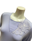 Verdiani 4301 Lavender Lace Applique Pull On Modal Nightgown Myselflingerie.com