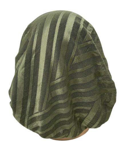 Ahead IT2601 Olive Green Waverly Mesh Israeli Style Long Tails Pre-Tied Bandanna Myselflingerie.com