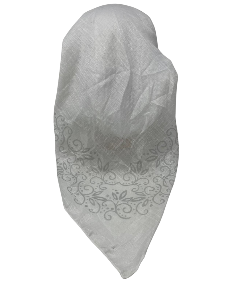 It's Younique OB-LACE-SI White with Silver Lace Border Design Pre-Tied Open Back Bandanna with Velvet Grip Myselflingerie.com