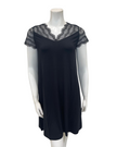 Oh! Zuza 4515 Black Sheer Lace Neck Modal Nightshirt Myselflingerie.com
