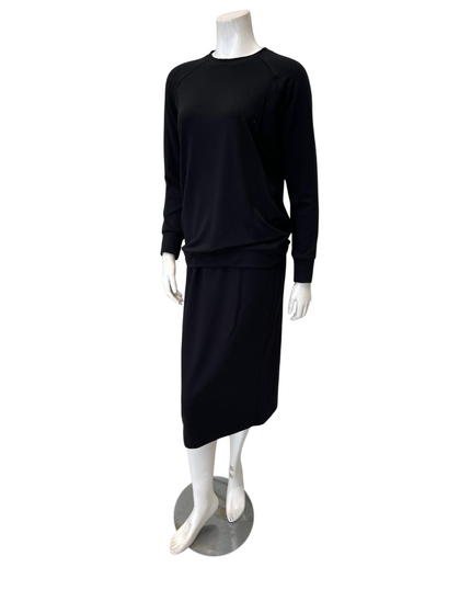 Jackie O' 2PC-TSHIRT-BLK Black Lounger Top & Skirt Set Myselflingerie.com