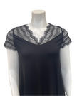 Oh! Zuza 4515 Black Sheer Lace Neck Modal Nightshirt Myselflingerie.com