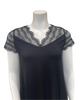 Oh! Zuza 4515 Black Sheer Lace Neck Modal Nightshirt Myselflingerie.com