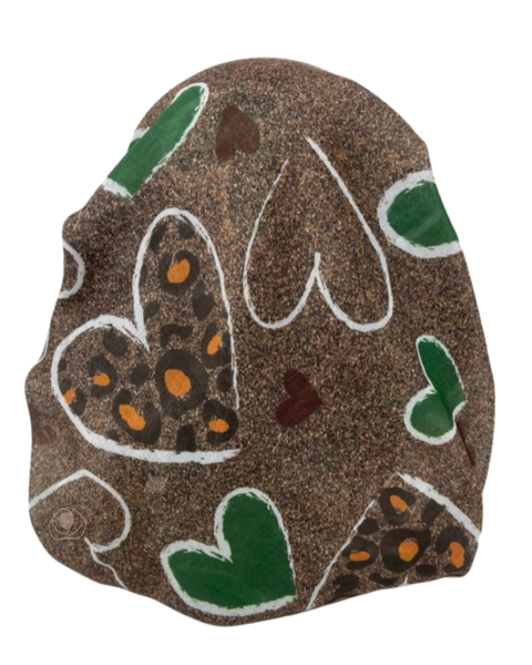 It's Younique Rustic Leopard and Hearts Brown Pre-Tied Open Back Bandanna with Velvet Grip