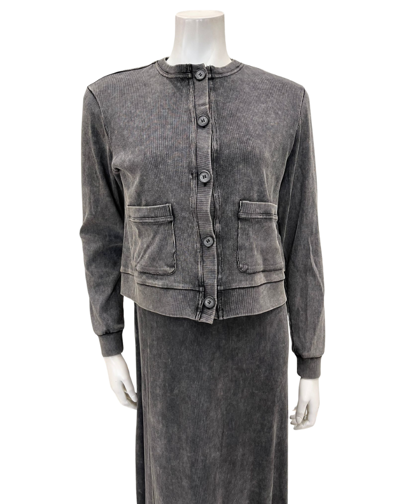 ORD DRV26935 + TRV26936 Black Wash Sleeveless Maxi Jumper & Cardigan Set Myselflingerie.com