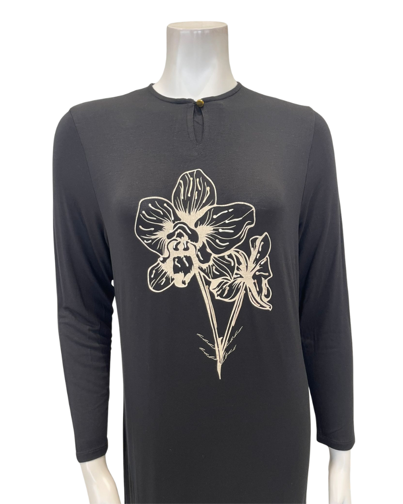 Lunderbeck N5198 Black Orchid 3D Pull On Modal Nightgown Myselflingerie.com