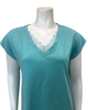 Iora Lingerie 25114 Wedgewood Blue V Lace Trim Cap Sleeve 100% Organic Cotton Nightshirt Myselflingerie.com