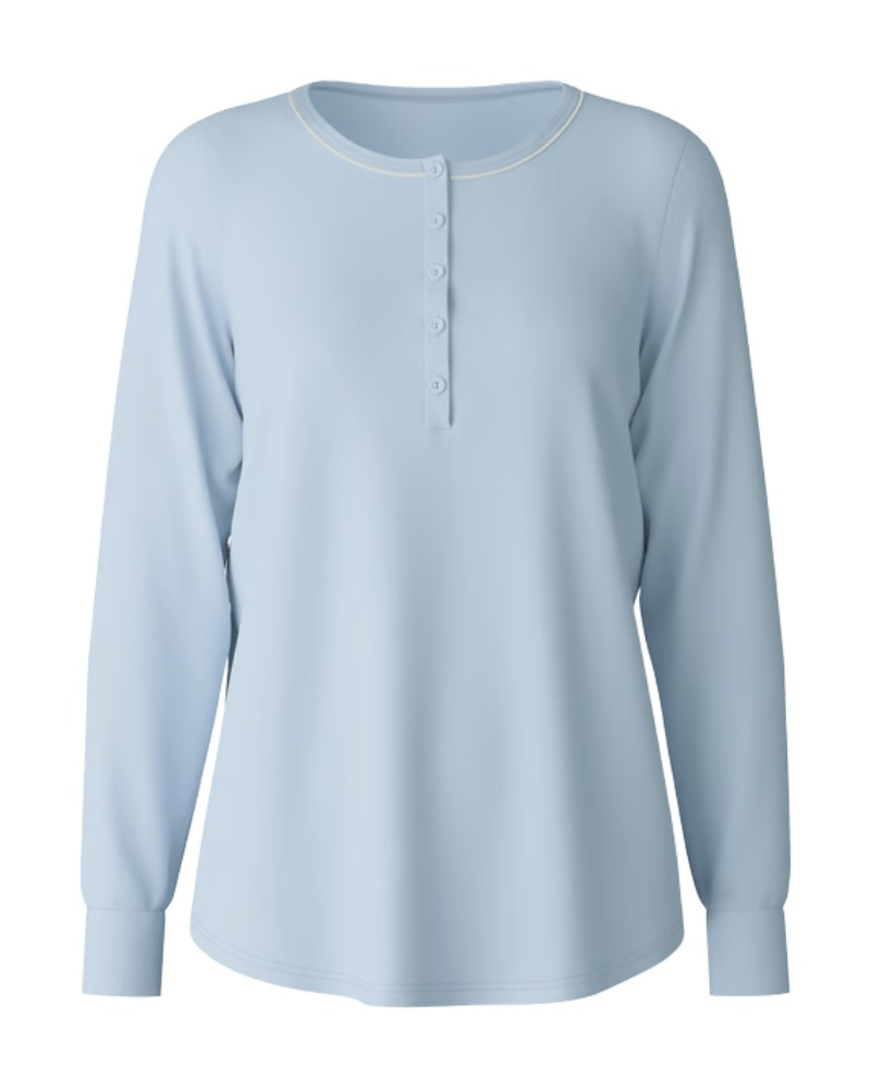 Calida 15454 + 29273 Harmony Blue Favourites 100% Cotton Pajamas Set Myselflingerie.com